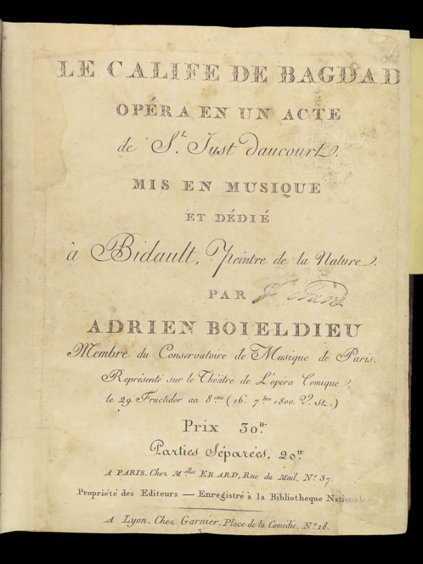 François-Adrien Boïeldieu's Le Calife de Bagdad title page