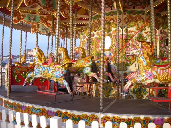 Carousel on the Palace Pier, Brighton, England (photo by Wonderlane)