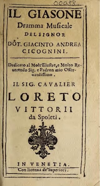 Francesco Cavalli's Il Giasone title page