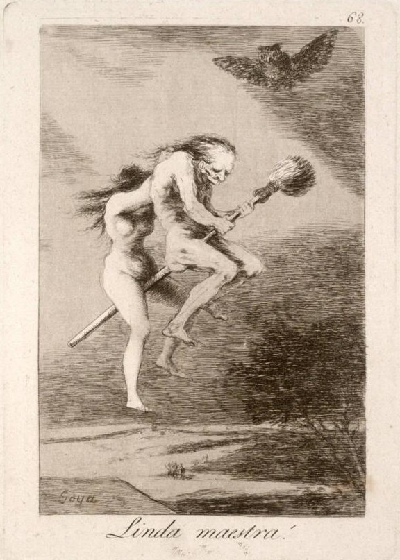 Goya: Los Caprichos, No. 68. Linda maestra! - Hübsche Meisterin!