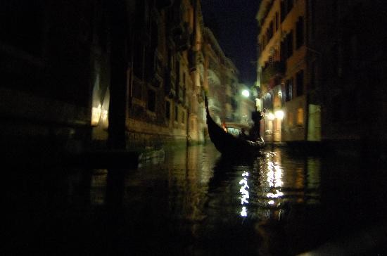 A gondola at night