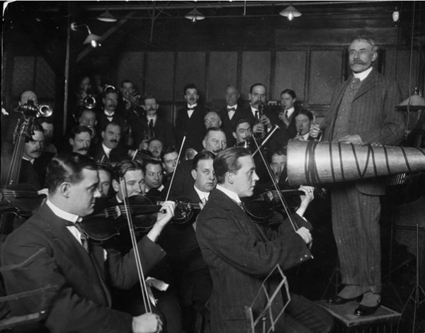 Elgar at the HMV Studios, London, 1914