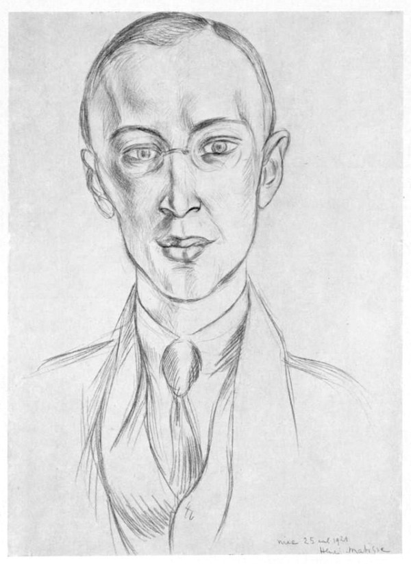 Prokofiev as drawn by Henri Matisse, 1921