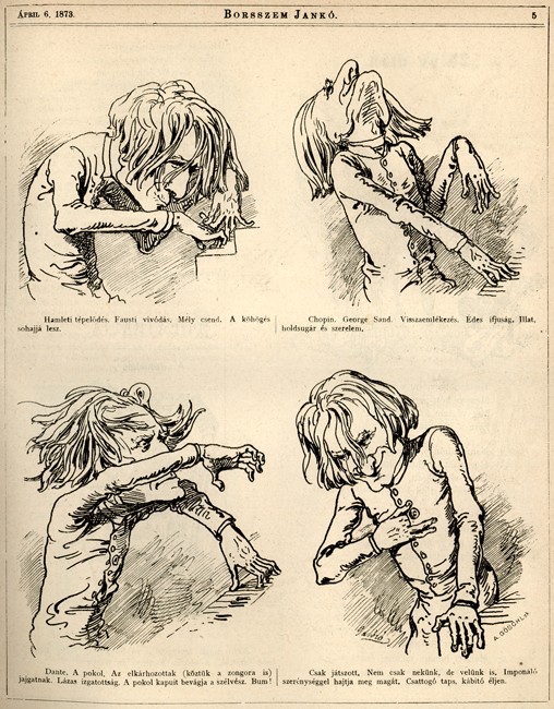 A. Göschl, “Liszt Ferencz,”, Borsszem Jankó 6, no. 276 (1873): 5. (Budapest National Széchényi Library)