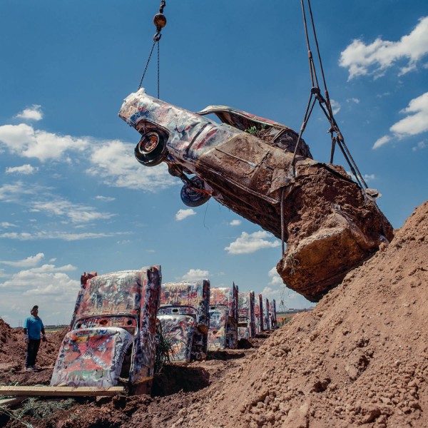 Moving the Sculptures (photo by Wyatt McSpadden)