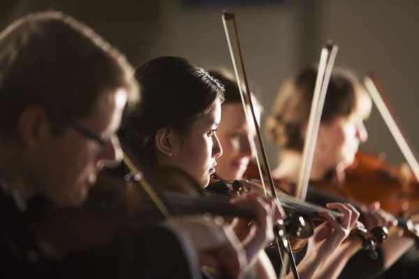 String musicians playing and performing