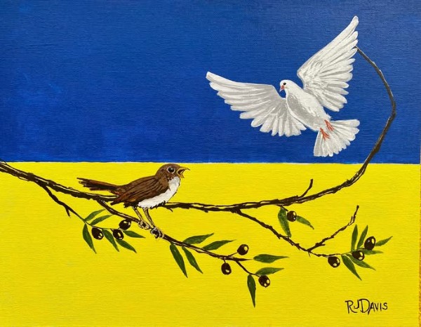 Ron J. Davis: The White Dove of Peace visits the Nightingale of Ukraine, 2022