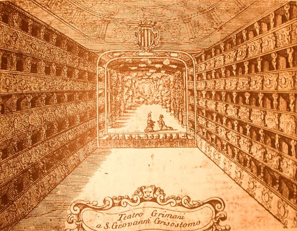Vincenzo Maria Coronelli: Teatro San Giovanni Grisostomo, Venice during an opera performance, 1709