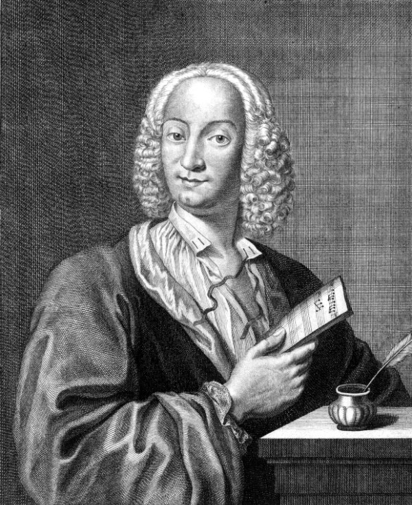 Antonio Vivaldi (engraving by François Morellon de La Cave, from Michel-Charles Le Cène's edition of Vivaldi's Op. 8, 1725)