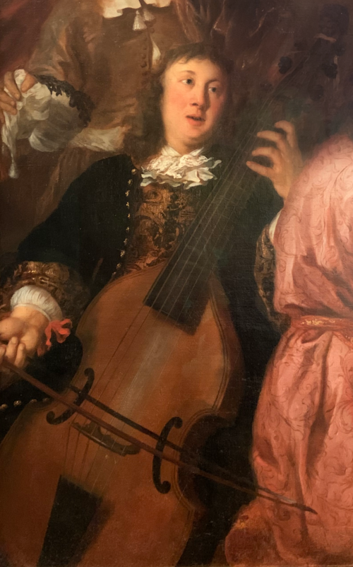 Depiction of the Danish baroque composer Dieterich Buxtehude in the painting "The Musical Party" 1674 by Johannes Voorhout