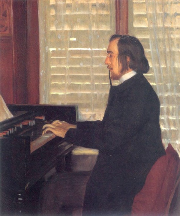 Santiago Rusiñol, Portrait of Erik Satie at the harmonium