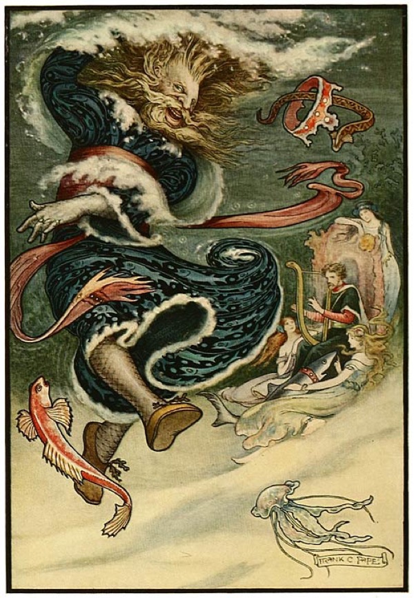 Frank C. Pape illustration: The Water Tsar dances (Russian Fairy Book, 1916)