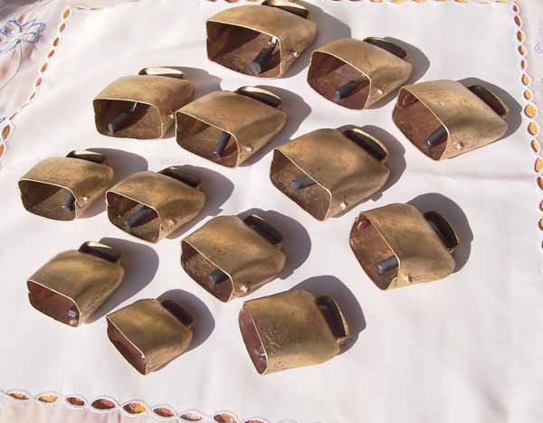 A set of tuned cowbells.