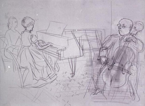 Raoul Dufy: Yvonne Lefébure playing with Pablo Casals