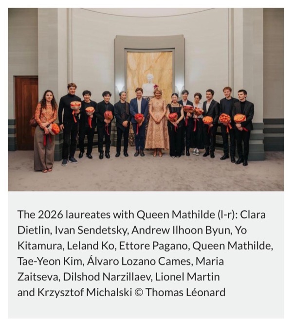 The twelve finalists with Queen Mathilde of Belgium