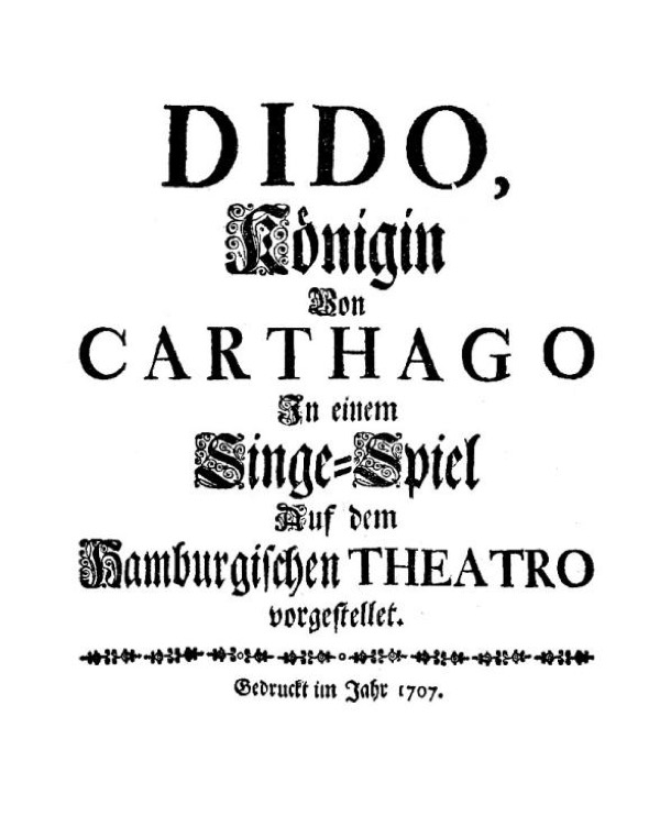 Title page of the original 1707 libretto for Graupner's Dido