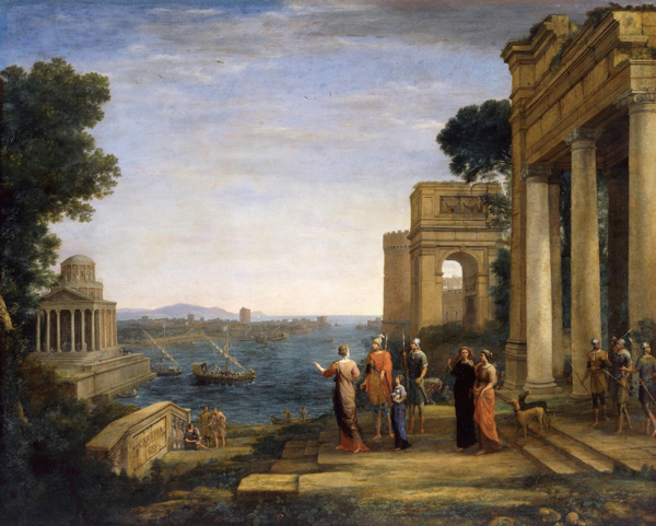 Dido and Aeneas, by Claude Lorrain (1675). Source: Hamburger Kunsthalle (Hamburg Art Museum), Germany