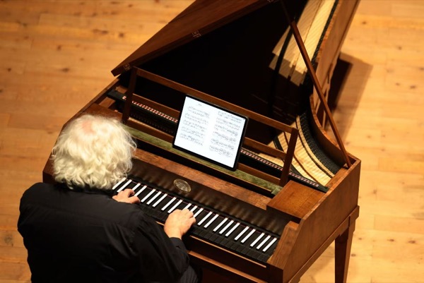 Brautigam on McNulty's copy of a Walter fortepiano in Shanghai, photo by LeiLei Cai