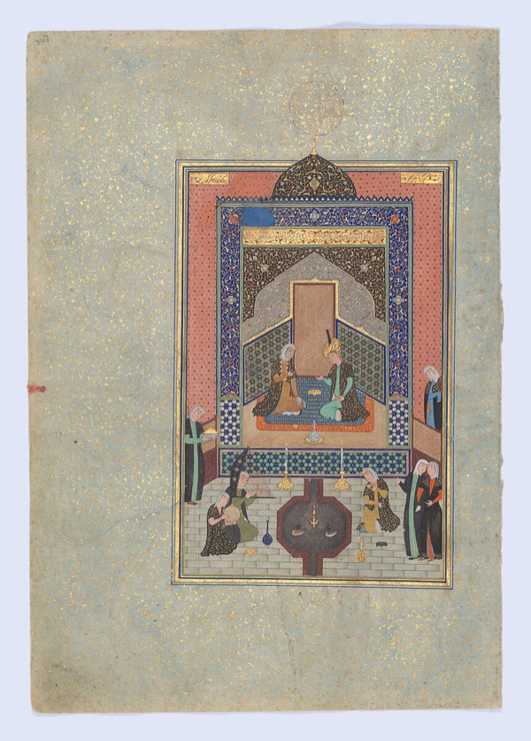 Bahram Gur in the Dark Palace on Saturday, Folio 207 from a Khamsa (Quintet) of Nizami of Ganja, 1524–1525 (Metropolitan Museum, 13.228.7.8)