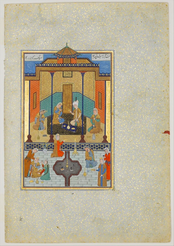 Bahram Gur in the Sandal Palace on Thursday, Folio 230 from a Khamsa (Quintet) of Nizami of Ganja, 1524–1525 (Metropolitan Museum, 13.228.7.13)