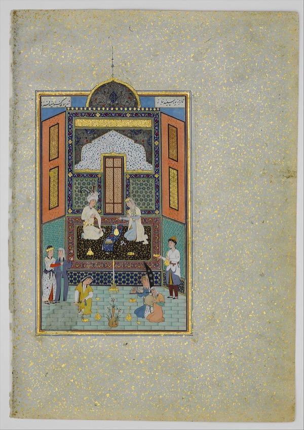 Bahram Gur in the White Palace on Friday, Folio 235 from a Khamsa (Quintet) of Nizami of Ganja, 1524–1525 (Metropolitan Museum, 13.228.7.14)