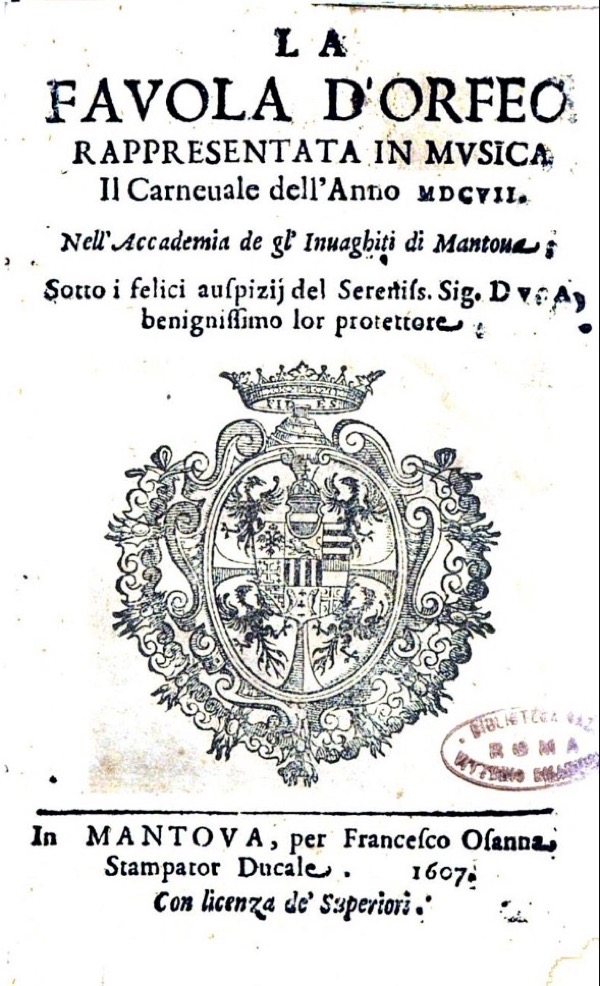 Title page of the 1607 libretto