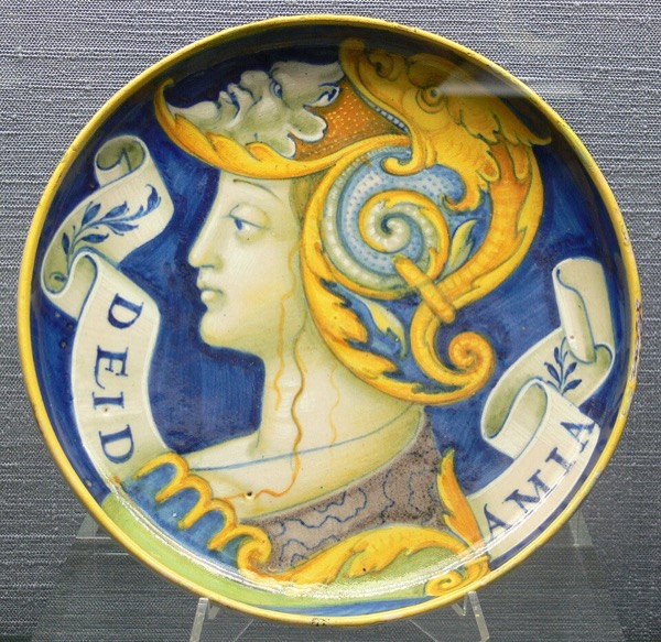 Representation of Deidamia on a 16th-century bowl (1525) Kunstgewerbemuseum Berlin