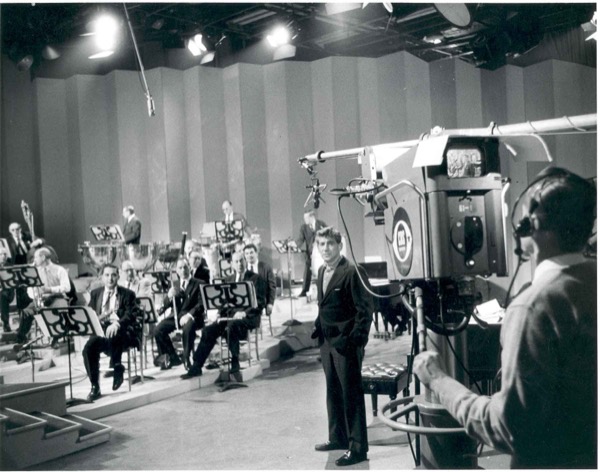 Leonard Bernstein with a television camera