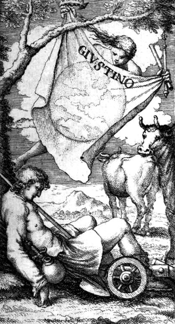 Giovanni Legrenzi: Giustino, image from the libretto, Venice 1683