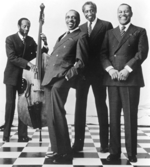 The Modern Jazz Quartet: Percy Heath (double bass), Connie Kay (drummer), Milt Jackson (vibraphone), John Lewis (piano (