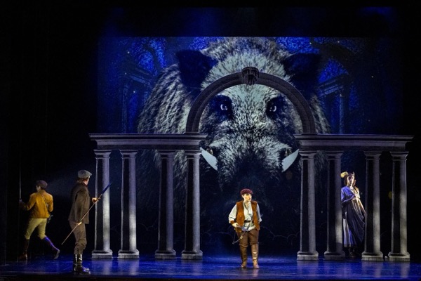 Peter Edge (Nicandro), Silvia Porcellini (Atalanta), Pierre Gennaï (Mercurio) © Birgit Gufler