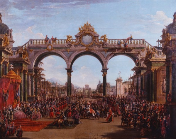 Didone abbandonata, act 1, scene 5; Set Design by Francesco Battaglioli (1754)