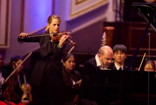 Karina Canellakis and Kirill Gerstein at the Edinburgh concert (Photo by Jess Shurte)