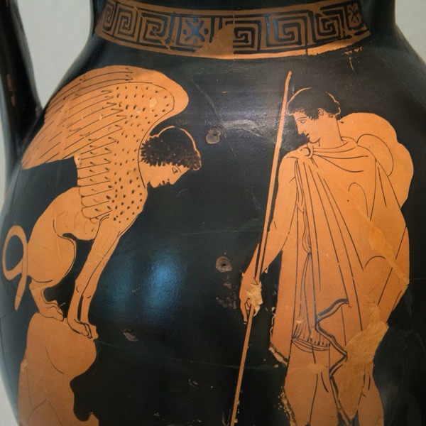 Oedipus and the Sphinx, pelike, 450–440 BC (Berlin F 2355)