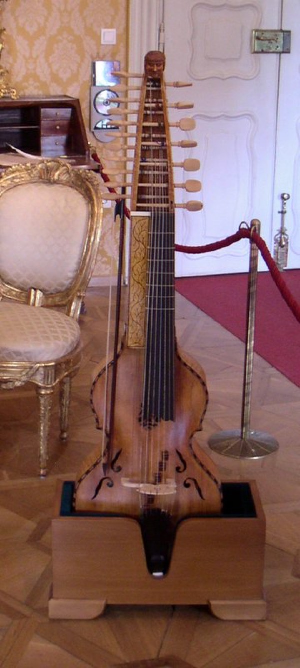 A copy of Prince Esterházy's baryton, on display at his palace in Eisenstadt (photo by Rik86)