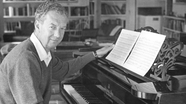Benjamin Britten at his piano