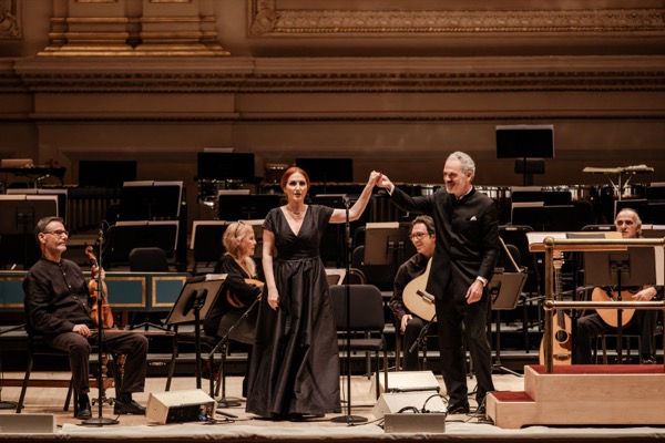 Mezzo-soprano Anita Rachvelishvili with conductor Vassilis Christopoulos and The Greek National Opera Orchestra, 2026 (photo by Giannis Antonoglou)